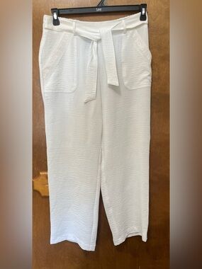 Soho Apparel White Wide-Leg Tie-Waist Pants